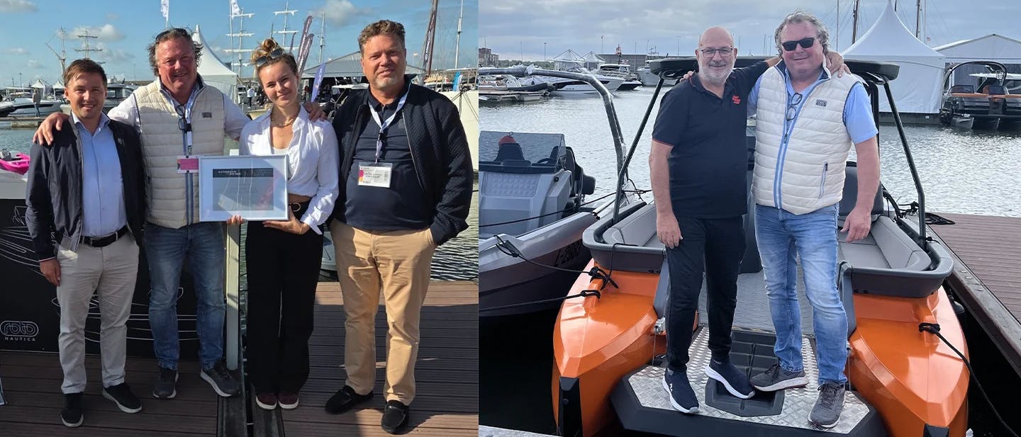 ROTO Nautica Benelux team standing together with corporate representatives from Slovenia.