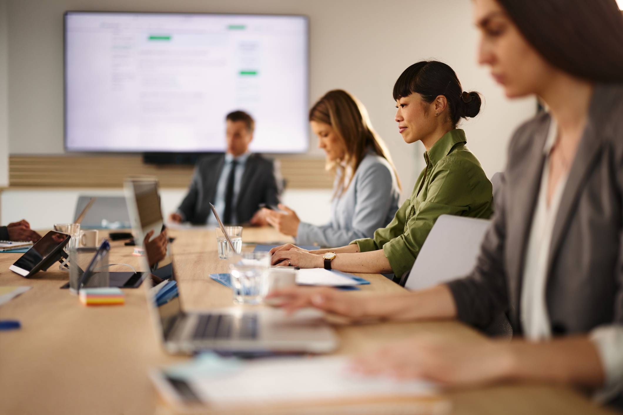 a team discussing it strategy implementation in a conference room