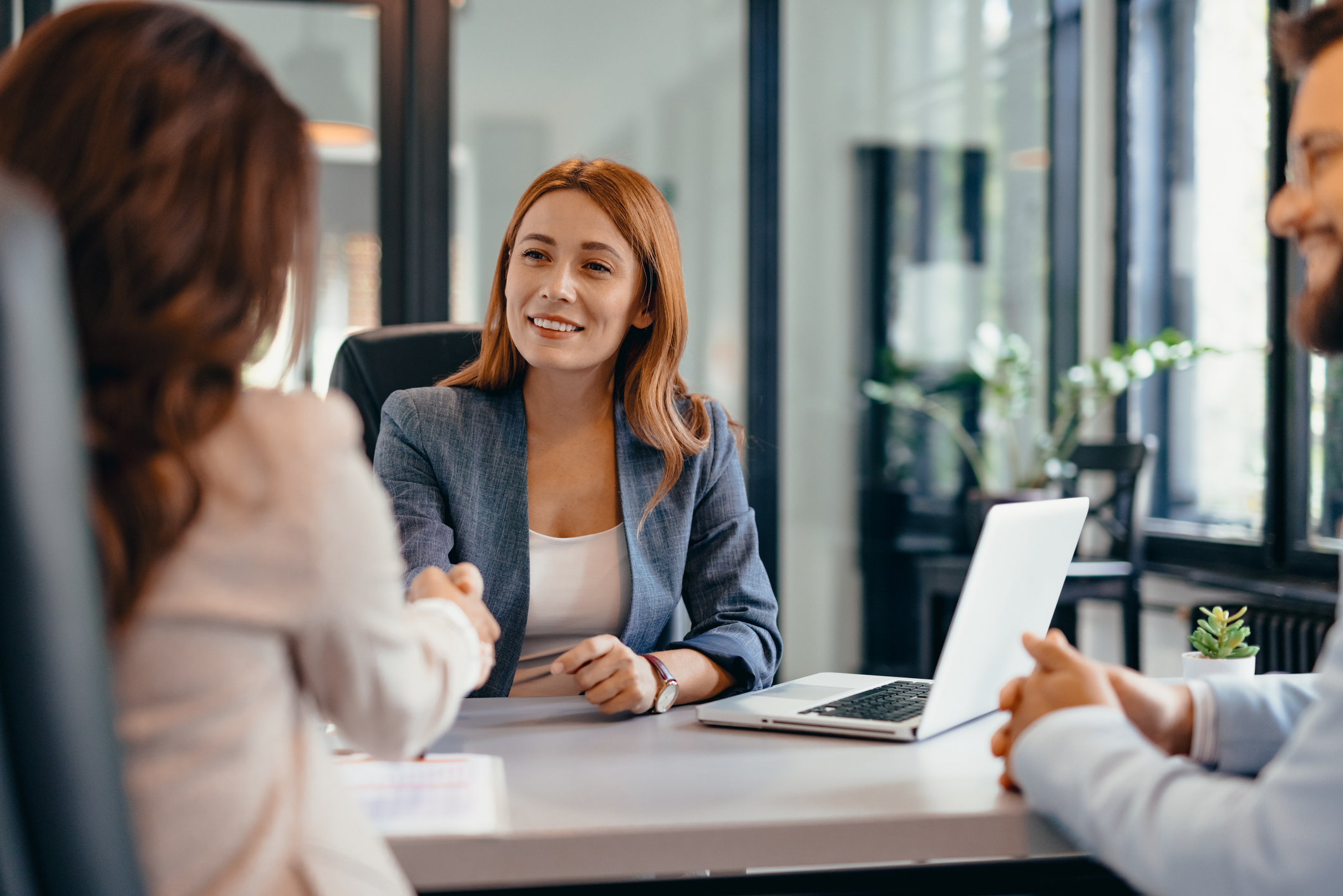 a legal team discussing a case with a client