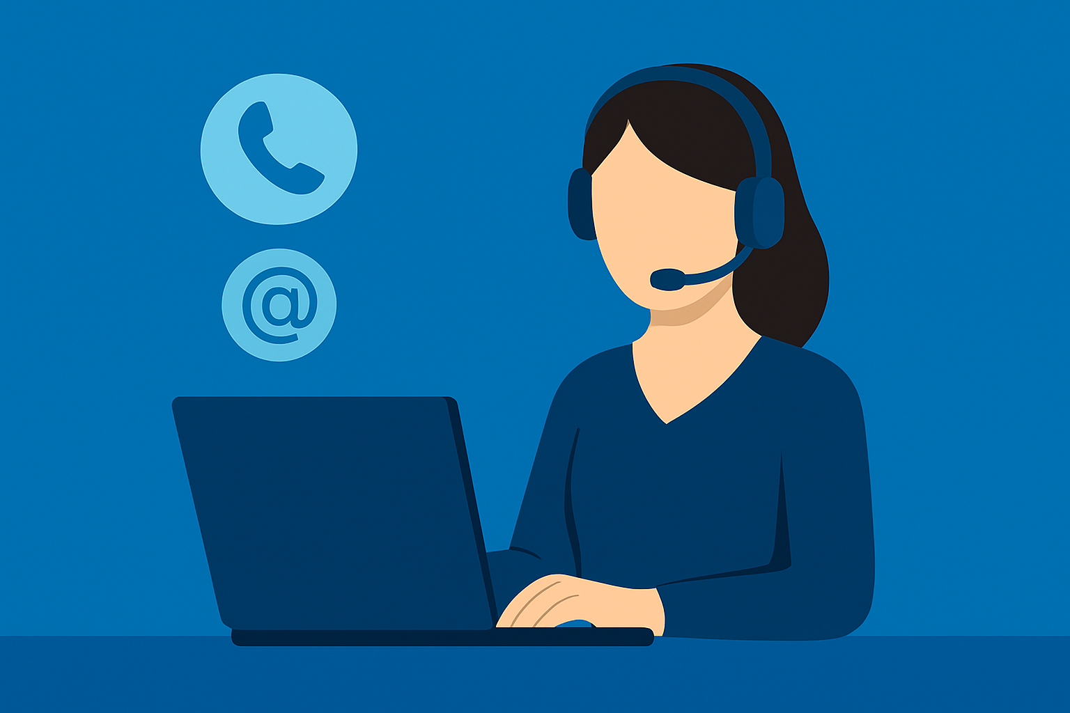 graphic illustration of woman giving phone support