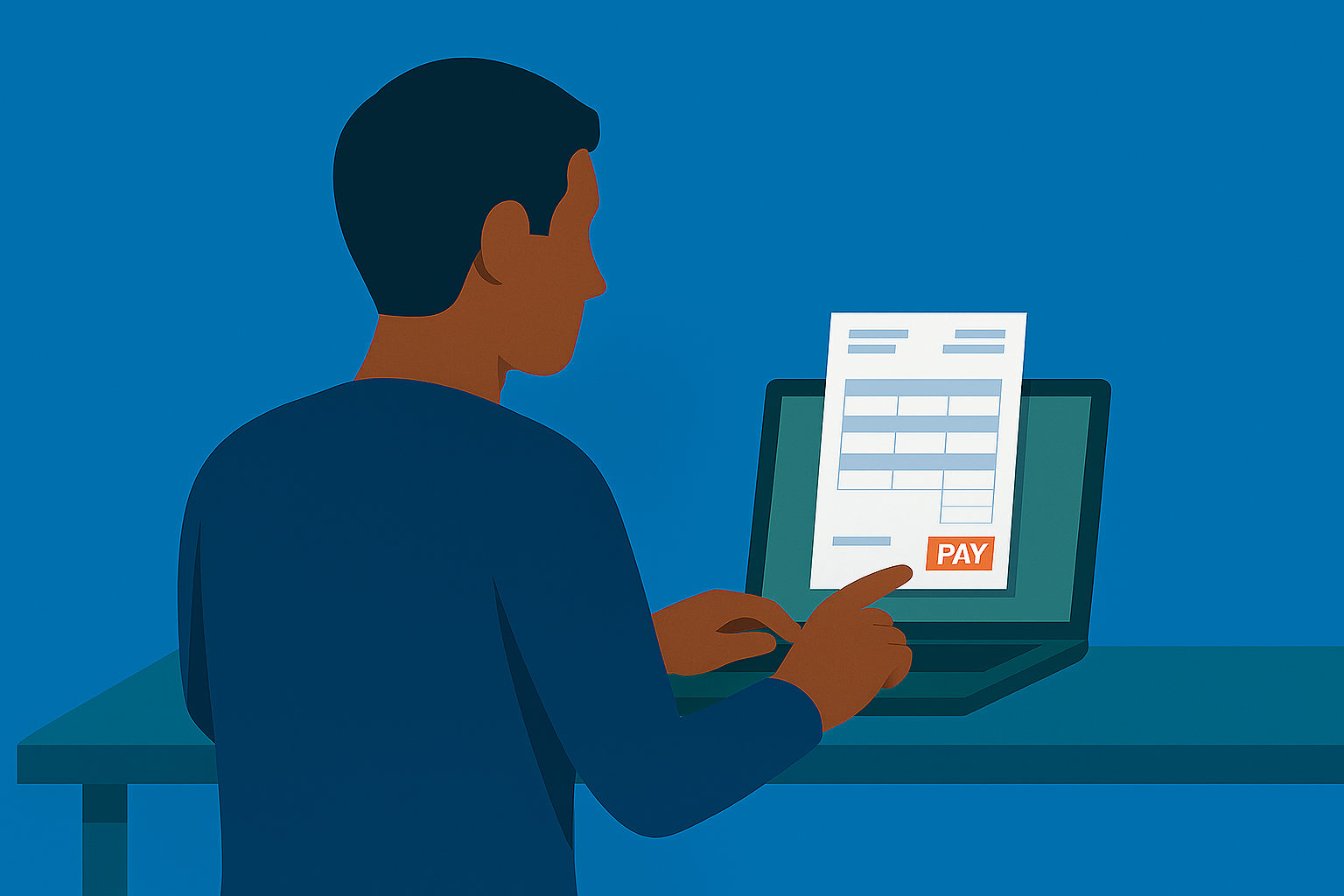 graphic illustration of person paying online