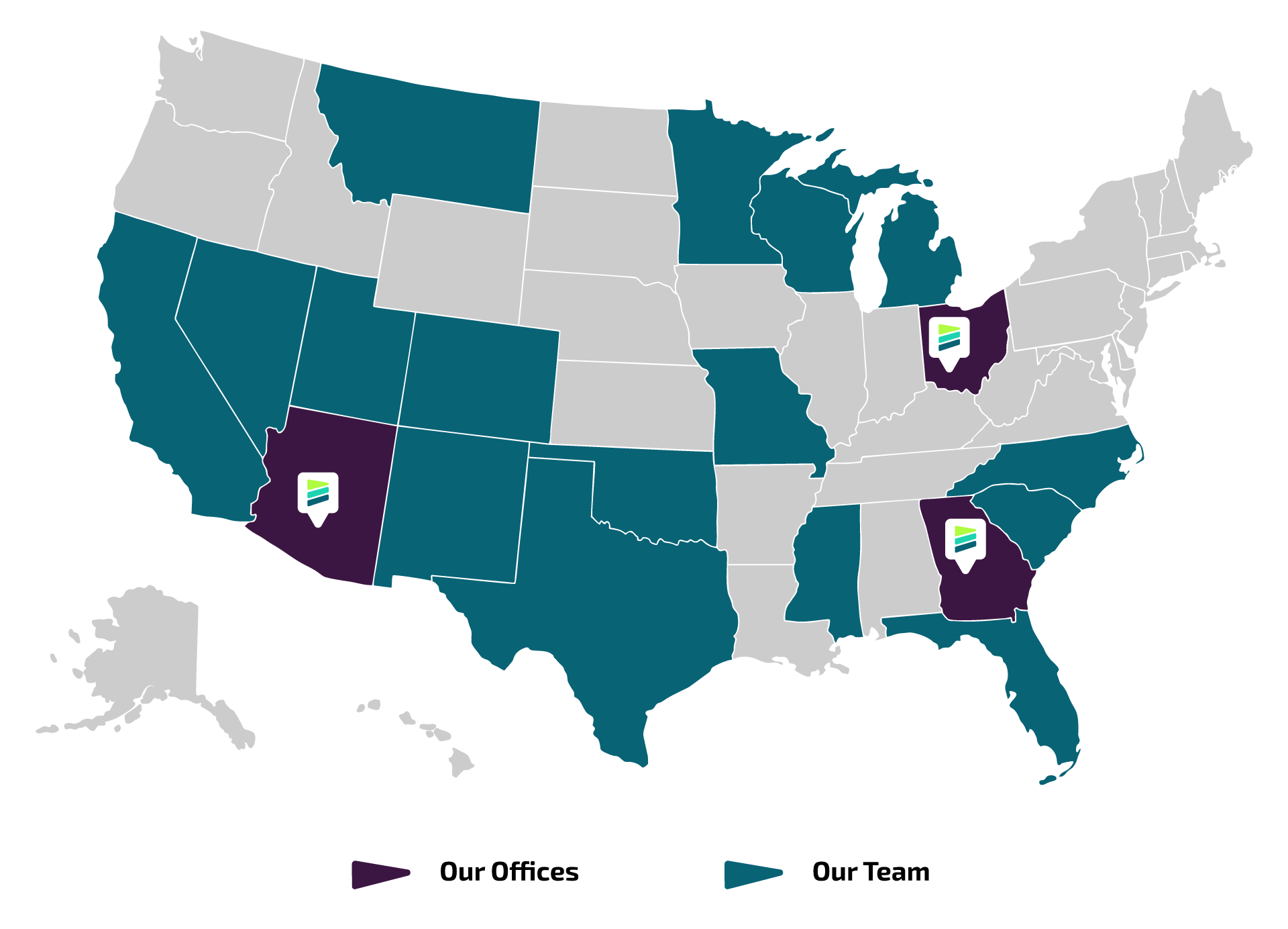 LayerCake Technologies National and Regional Service Map