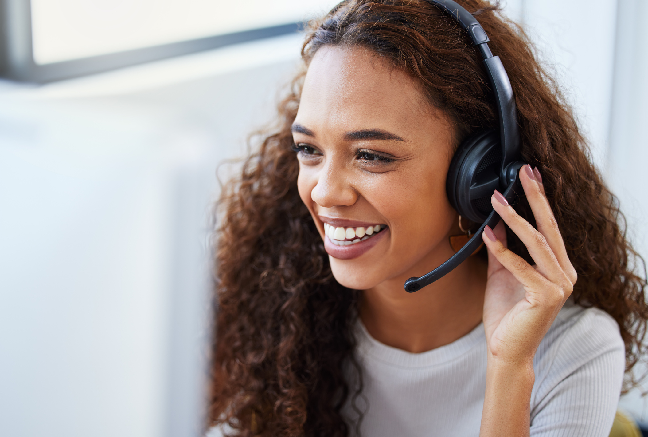 Woman on a Microsoft Teams Call in the Office