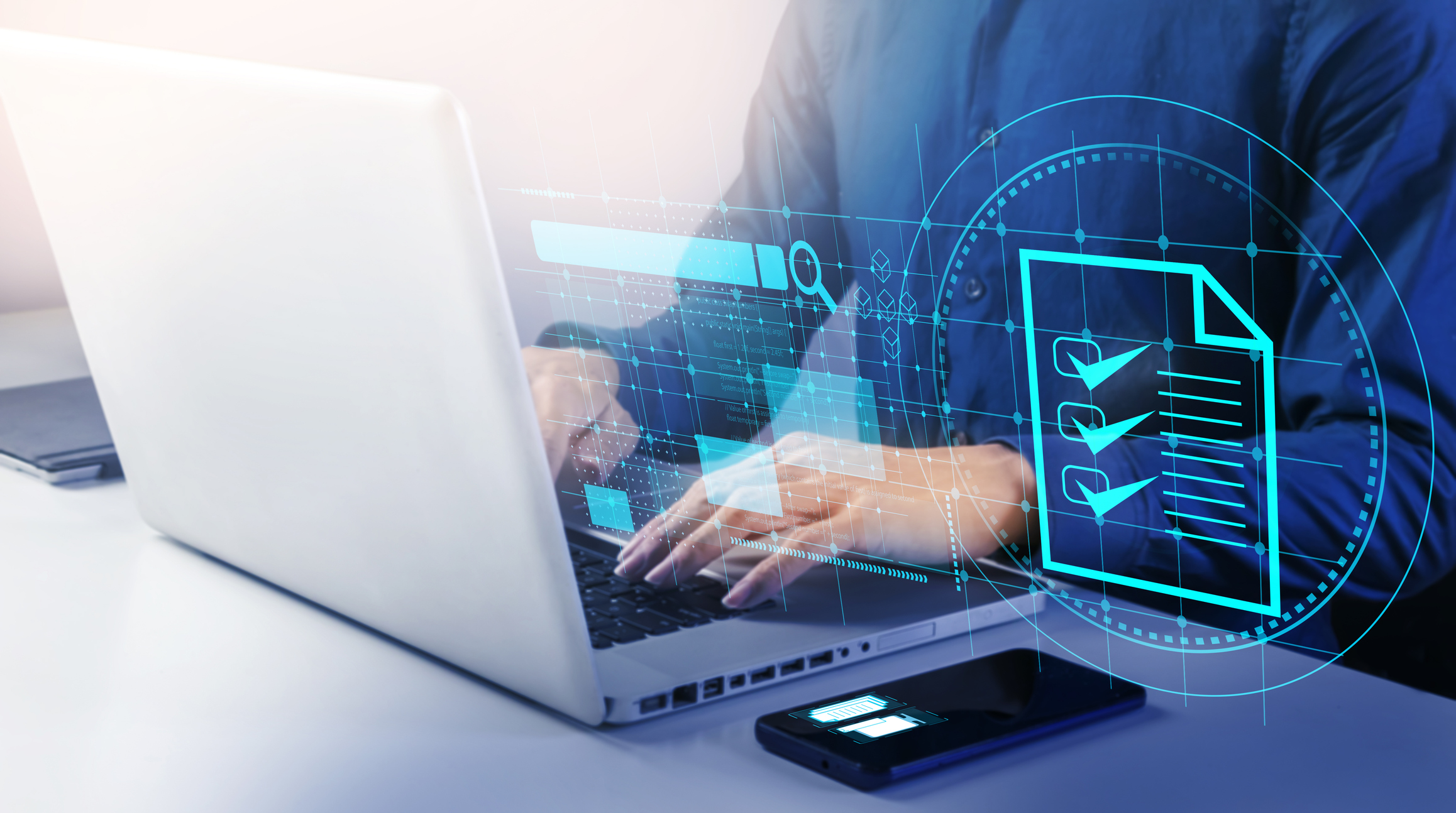 Man Reviewing Cybersecurity Dashboard