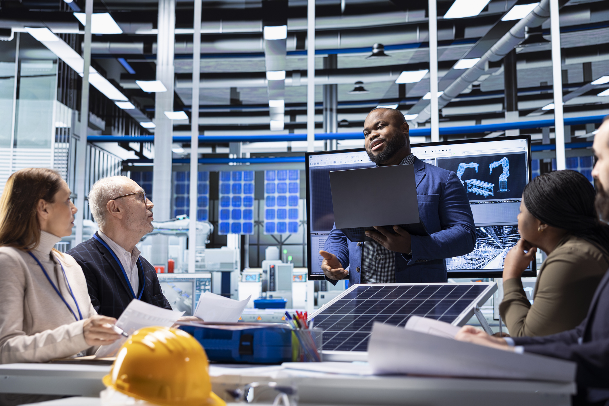 IT Consultant Talking with Manufacturer's IT Team