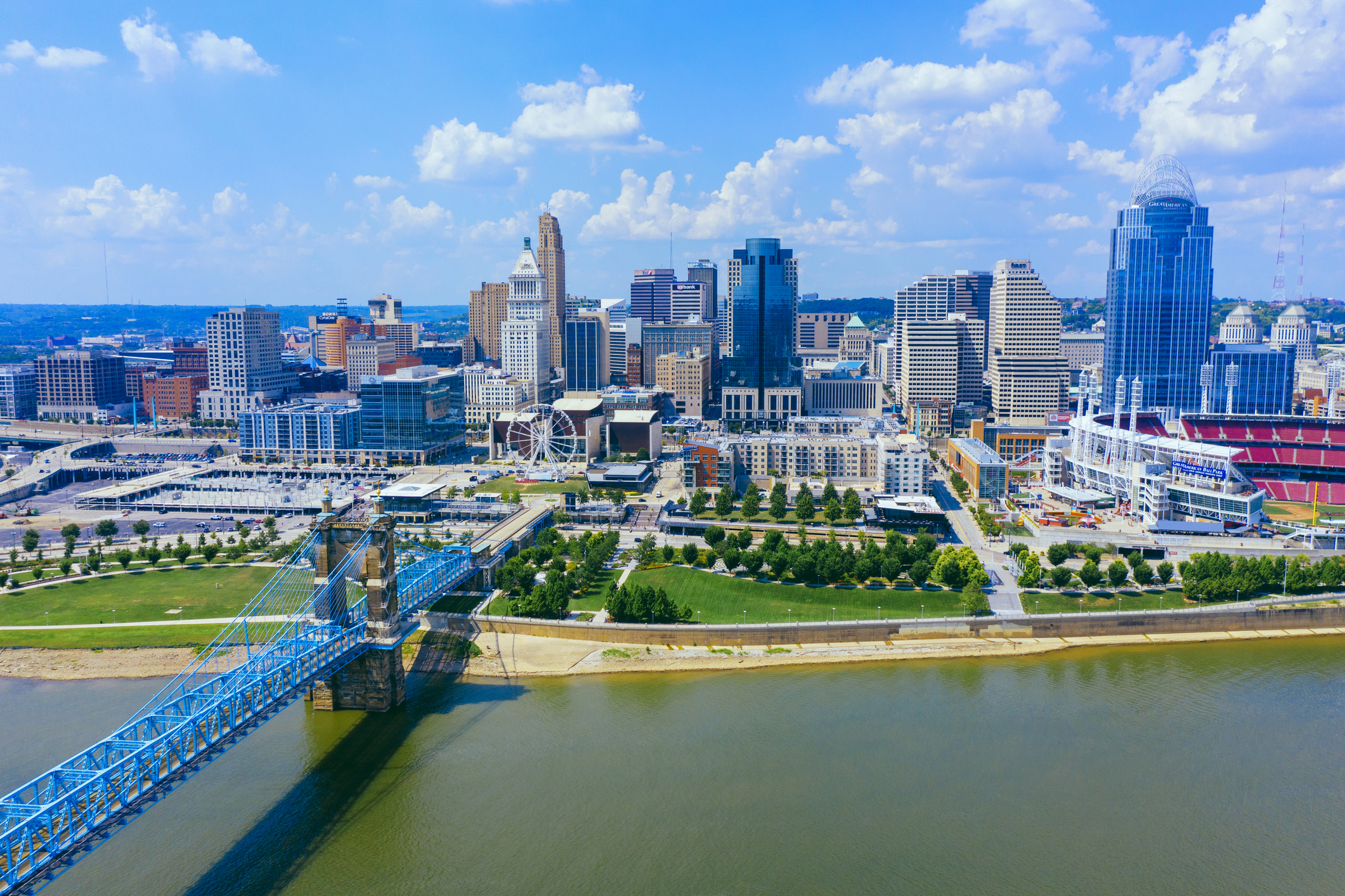 View of the Cincinnati Ohio Skyline and Headquarters of LayerCake Technologies