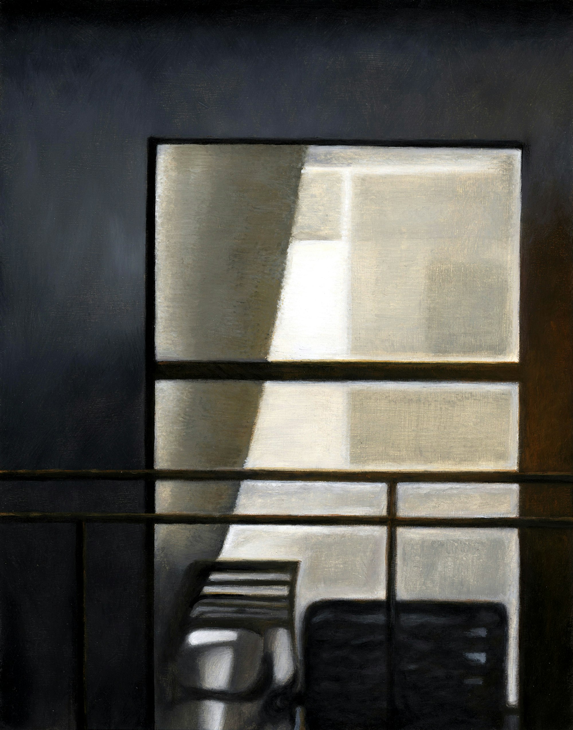 Night Window with Curtain