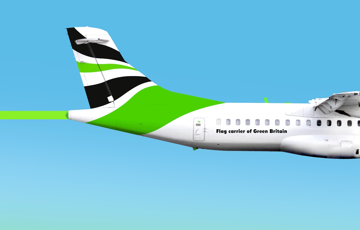 plane leaving a green trail