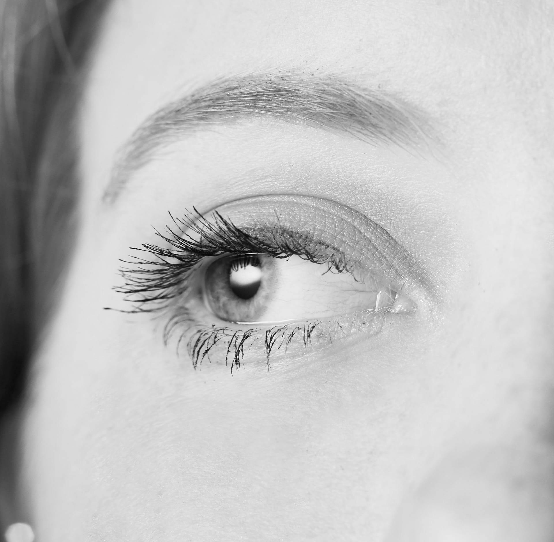 close-up of woman's eyelashes