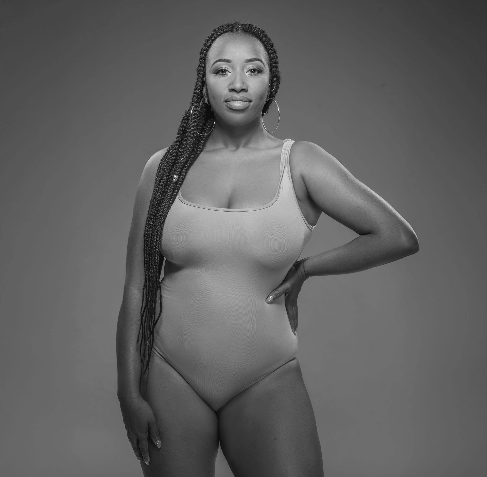 Woman posing in leotard
