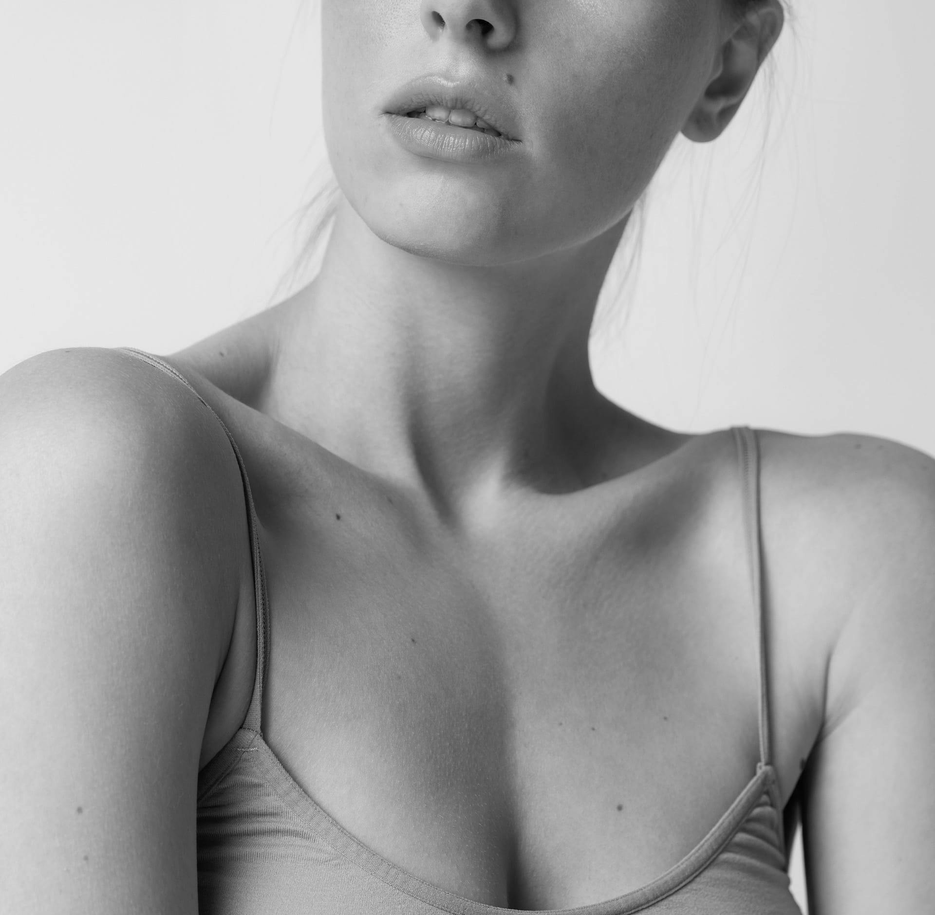 Close-up of woman's neck