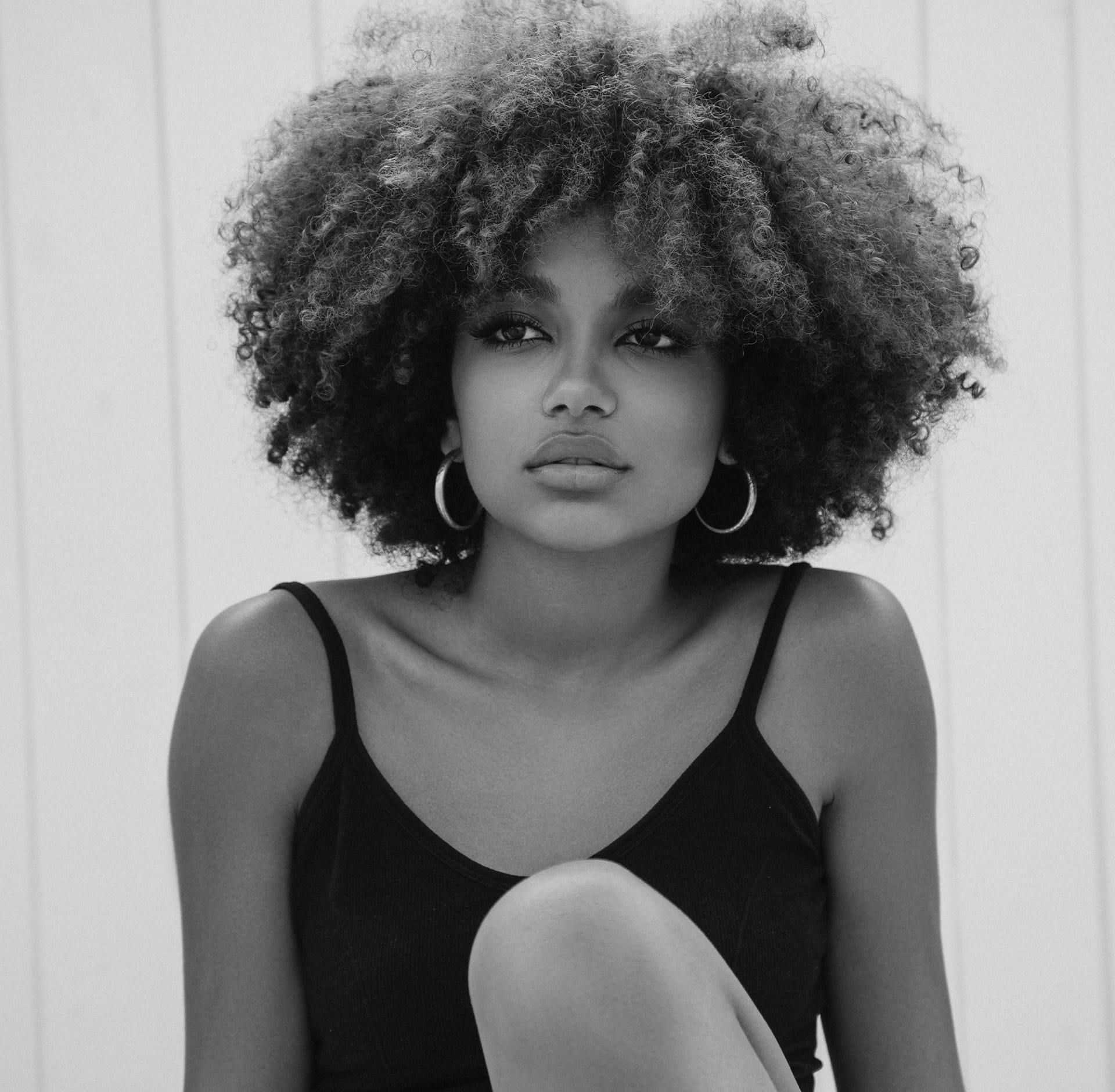 Woman with curly hair