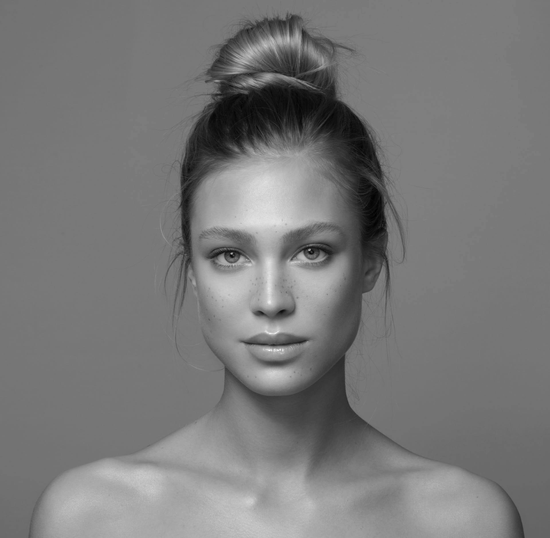 Woman with hair in bun