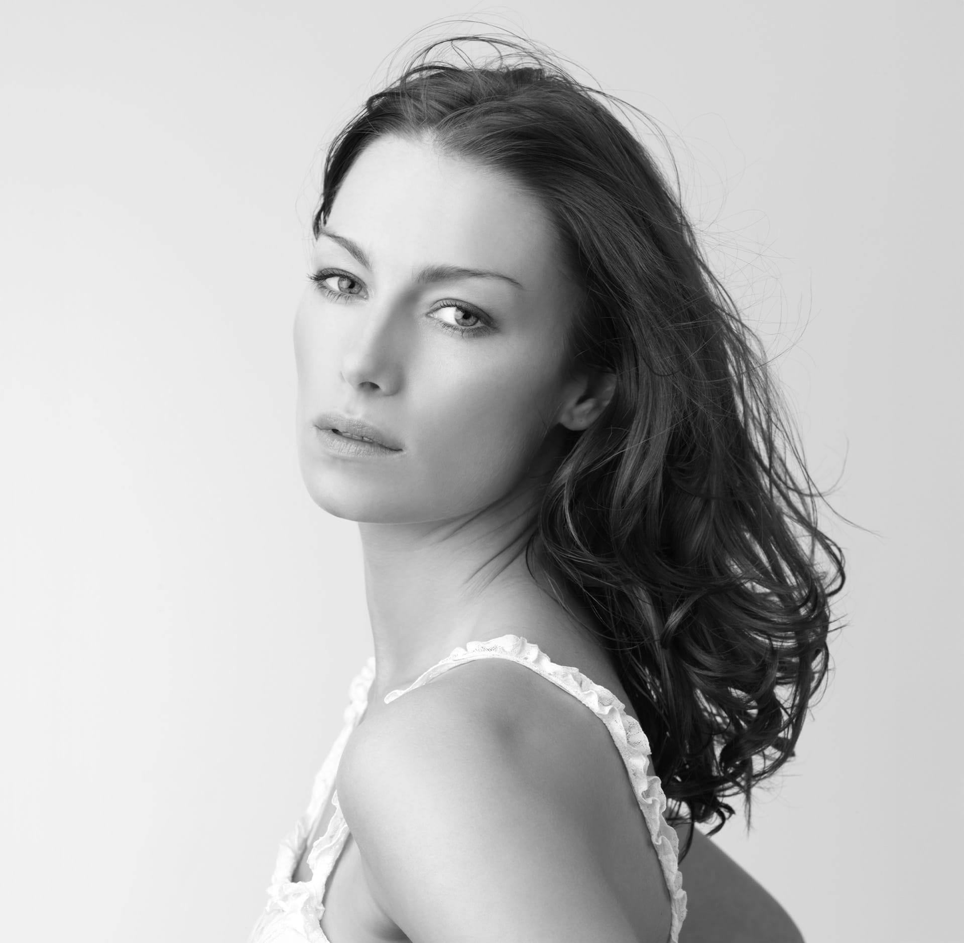 woman glancing over her shoulder