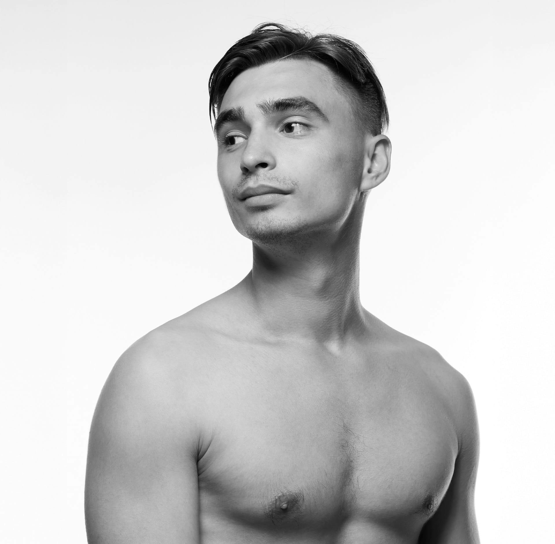 Man looking over shoulder