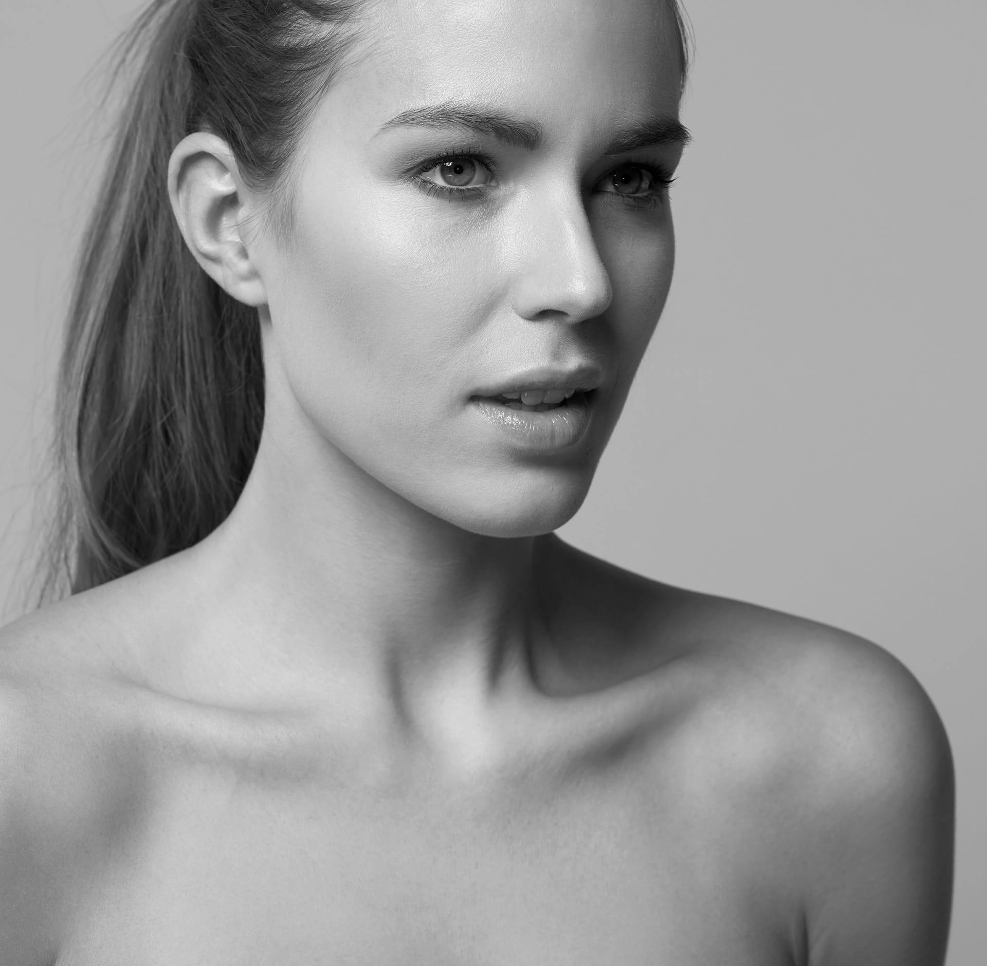 Woman glancing out of frame