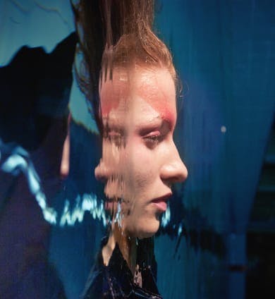 Mirrored face of a woman