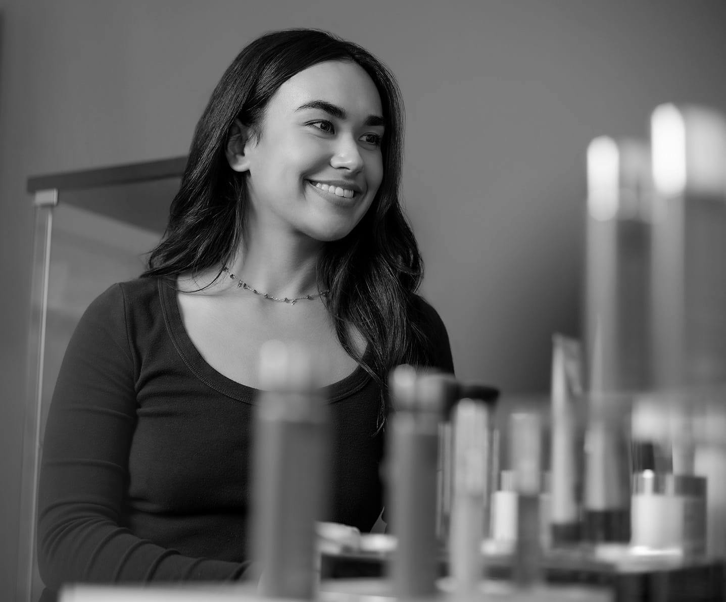 woman looking at products