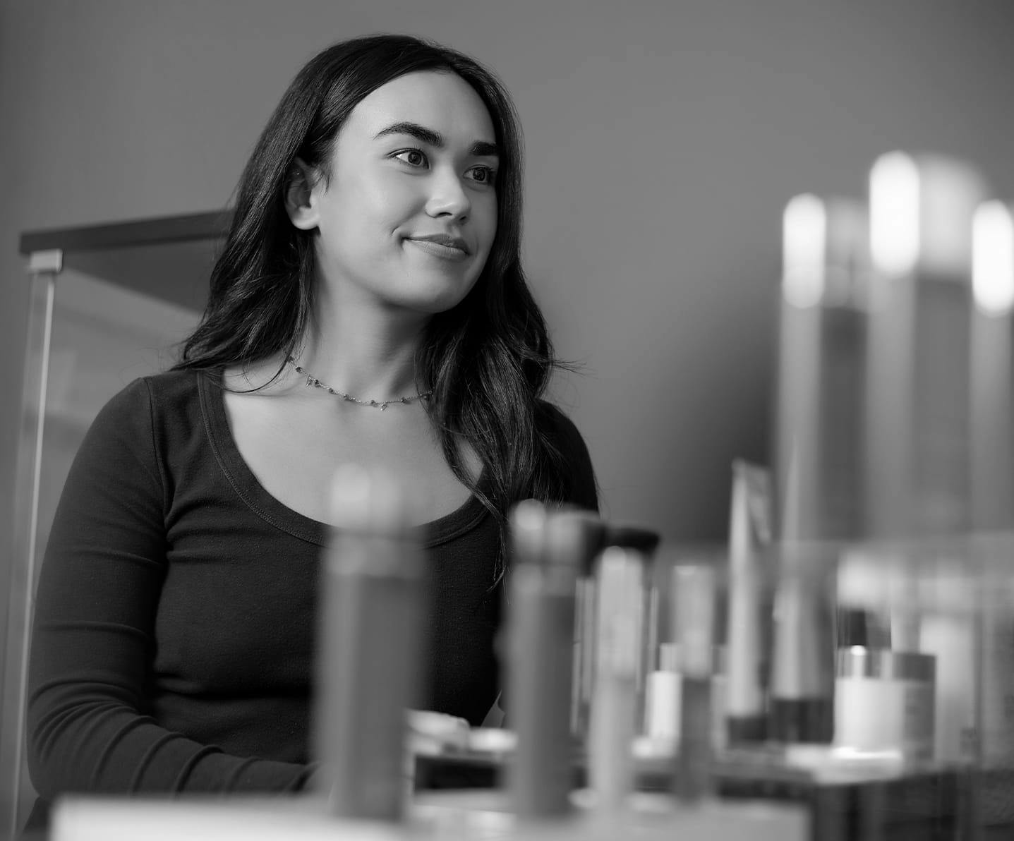 woman looking at products