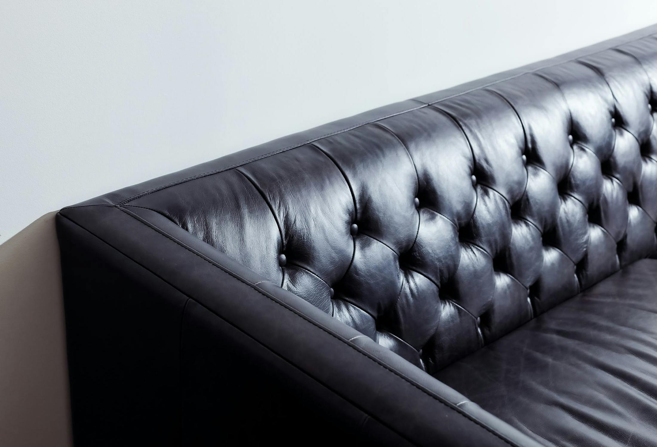 corner of a leather couch