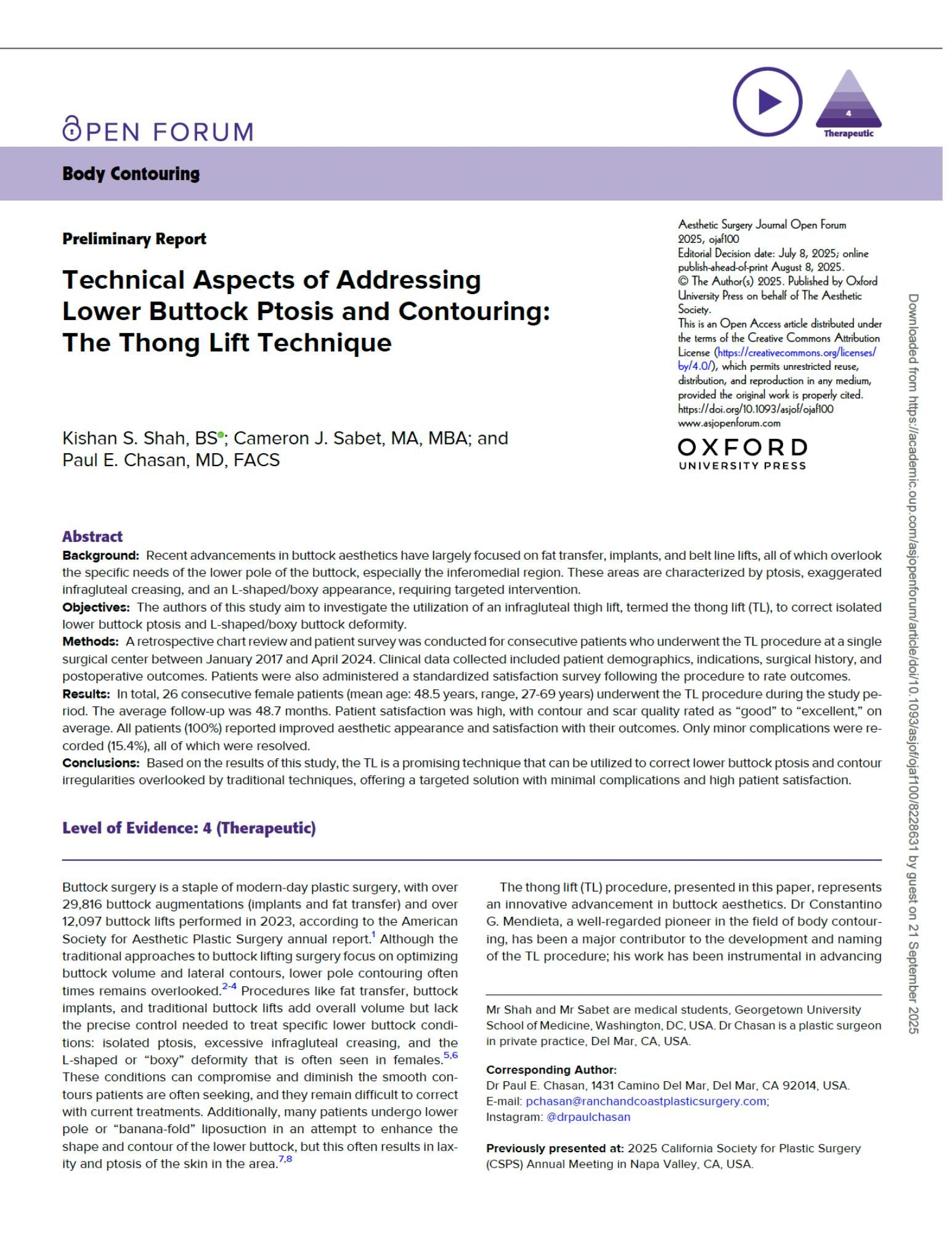 Technical Aspects of Addressing Lower Buttock Ptosis and Contouring