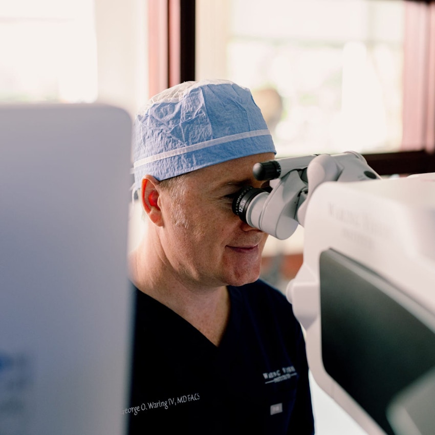 Doctor during eye exam