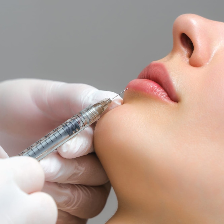 Woman during injectable treatment