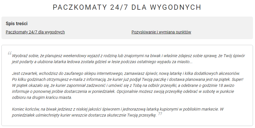 Przykładowa strona CMS ze spisem treści