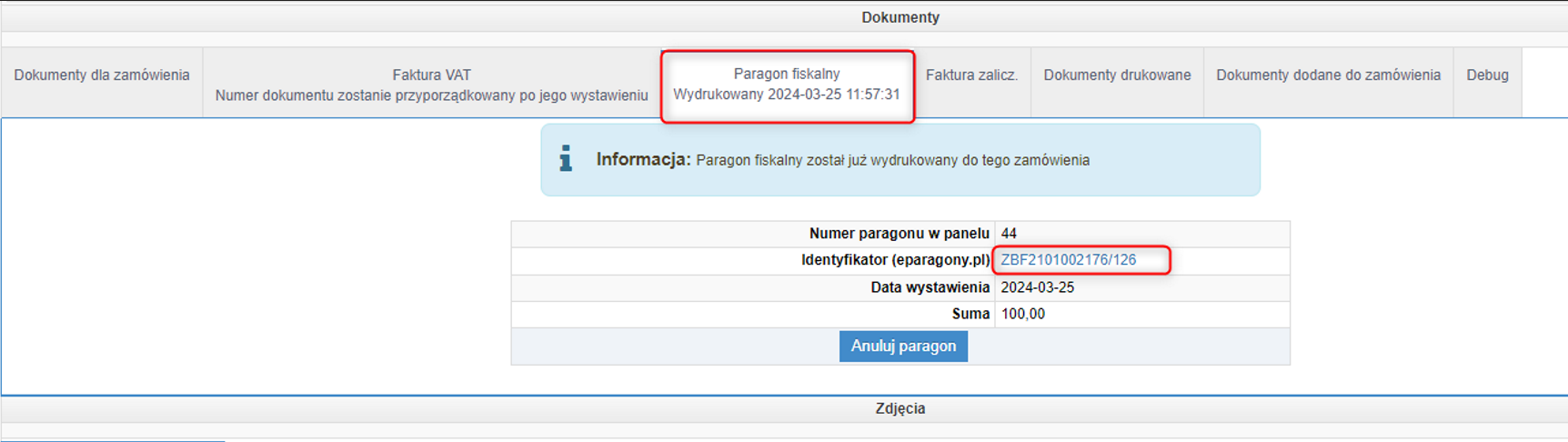 Konfiguracja e-paragonów dla Printer