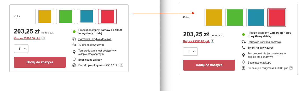 Efekt po zastosowaniu kodu CSS do powiększenia ikony towaru w grupie