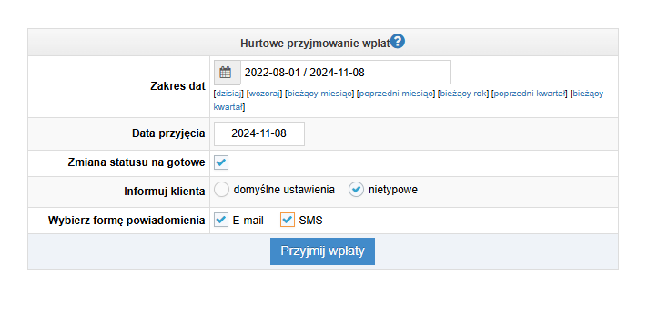 Hurtowe przyjmowanie wpłat