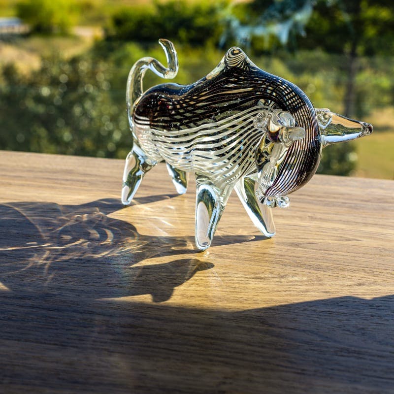 small glass bull