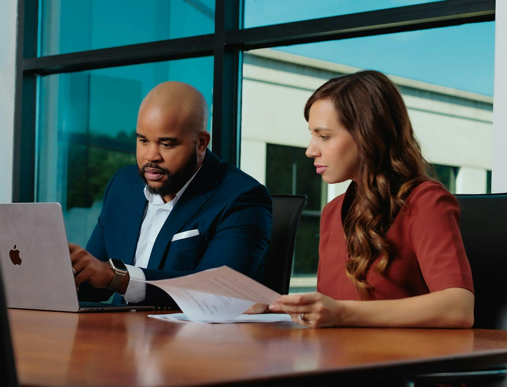 attorney working with client