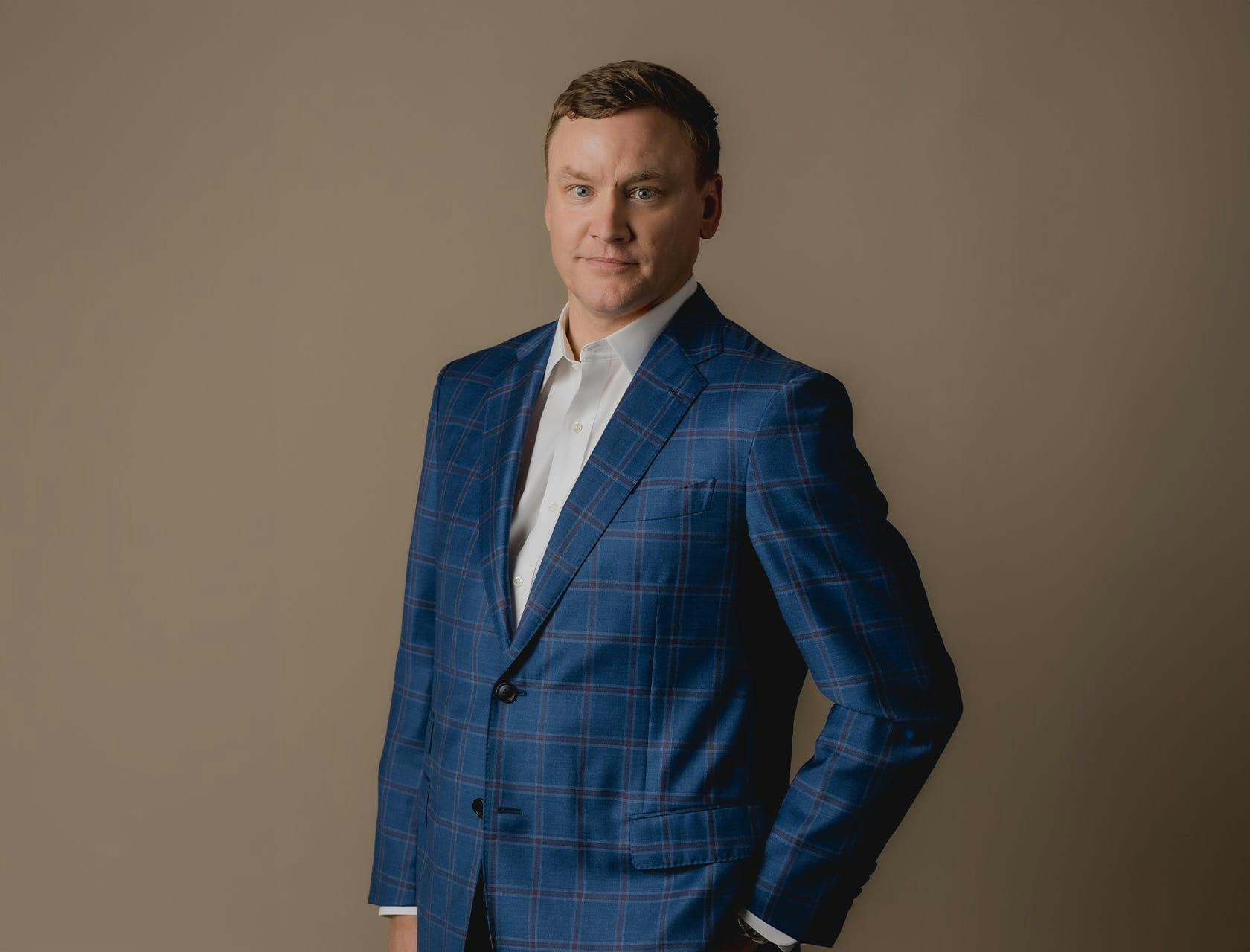 Drew Haskins in suit