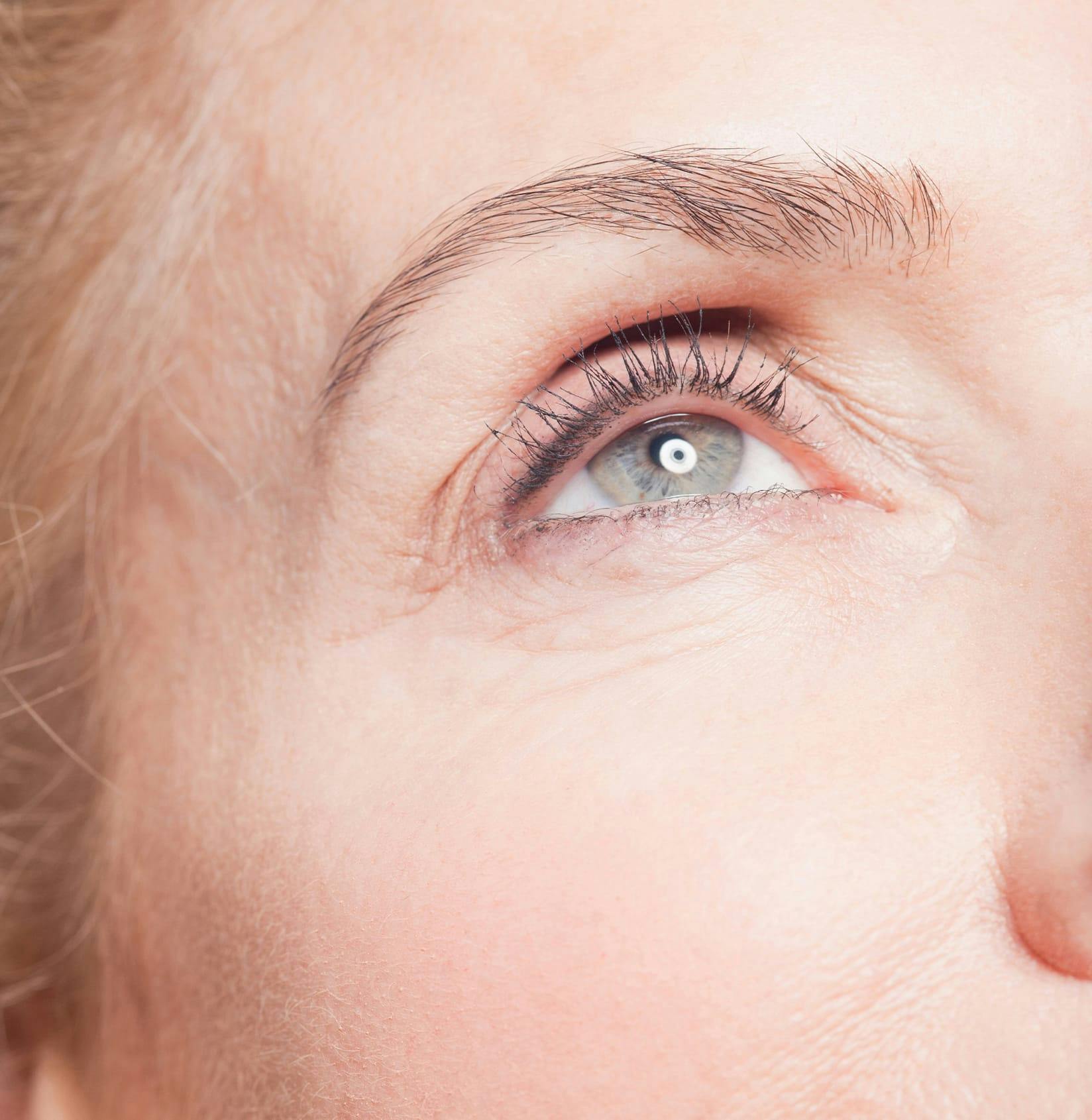 close up of womans eye