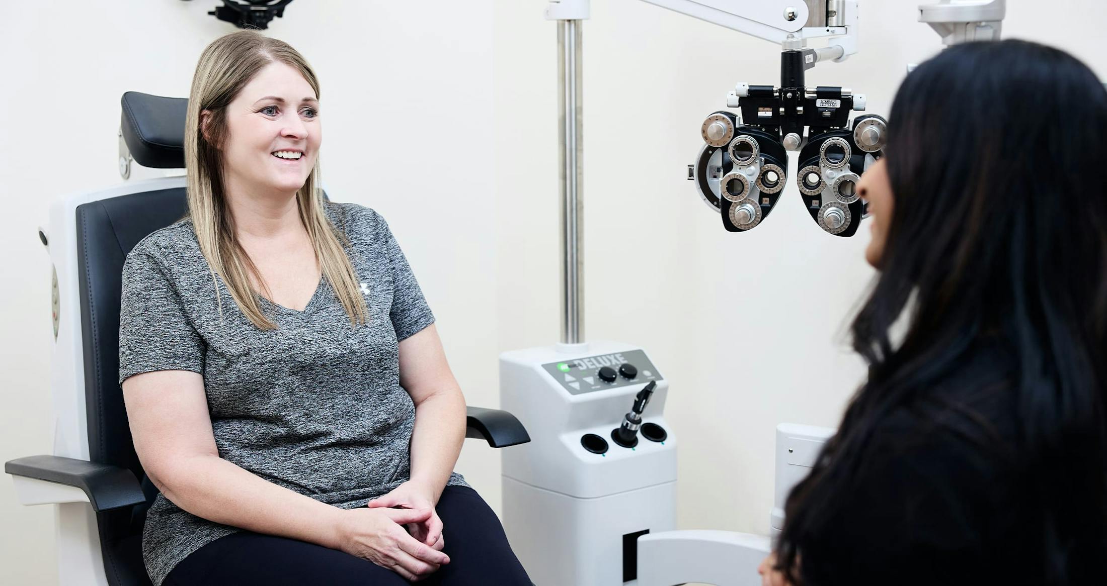 Woman and doctor during eye exam