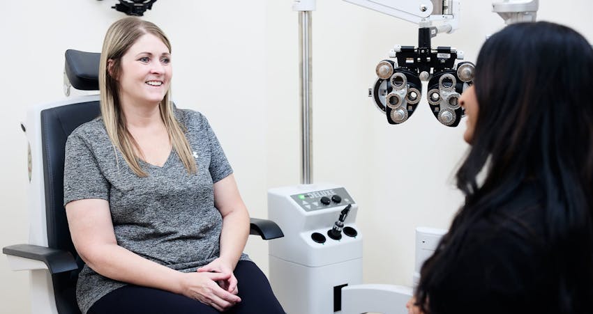 Woman and doctor during eye exam
