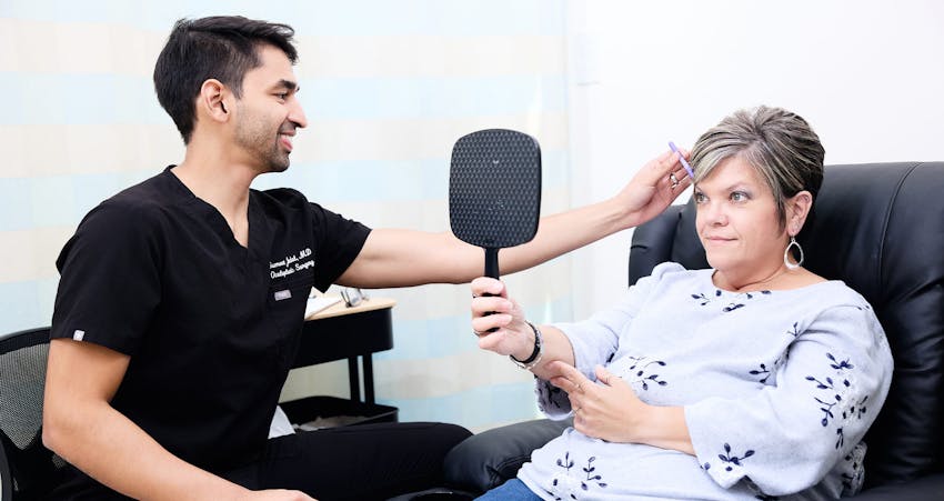 Woman during eye exam