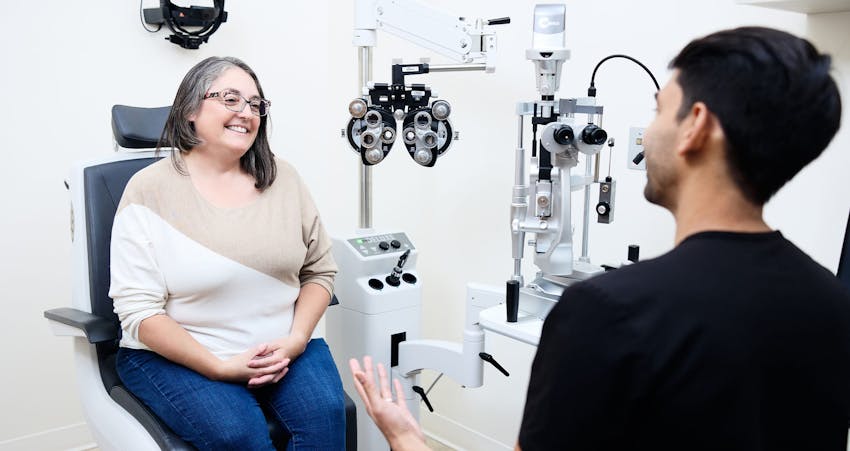Doctor and patient during eye exam