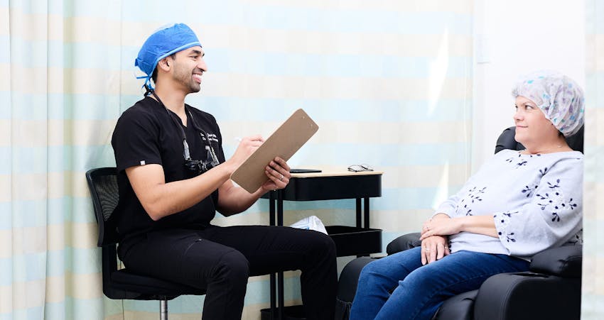 Doctor and patient during treatment