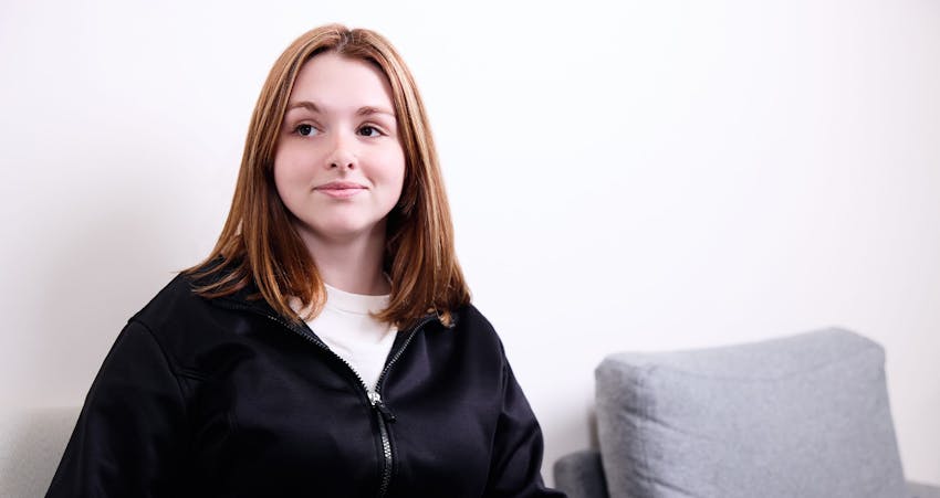 Woman sitting in waiting room