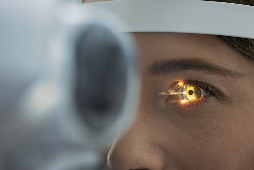 Woman's eye being examined