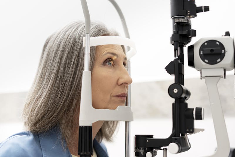 Woman getting her eyes examined