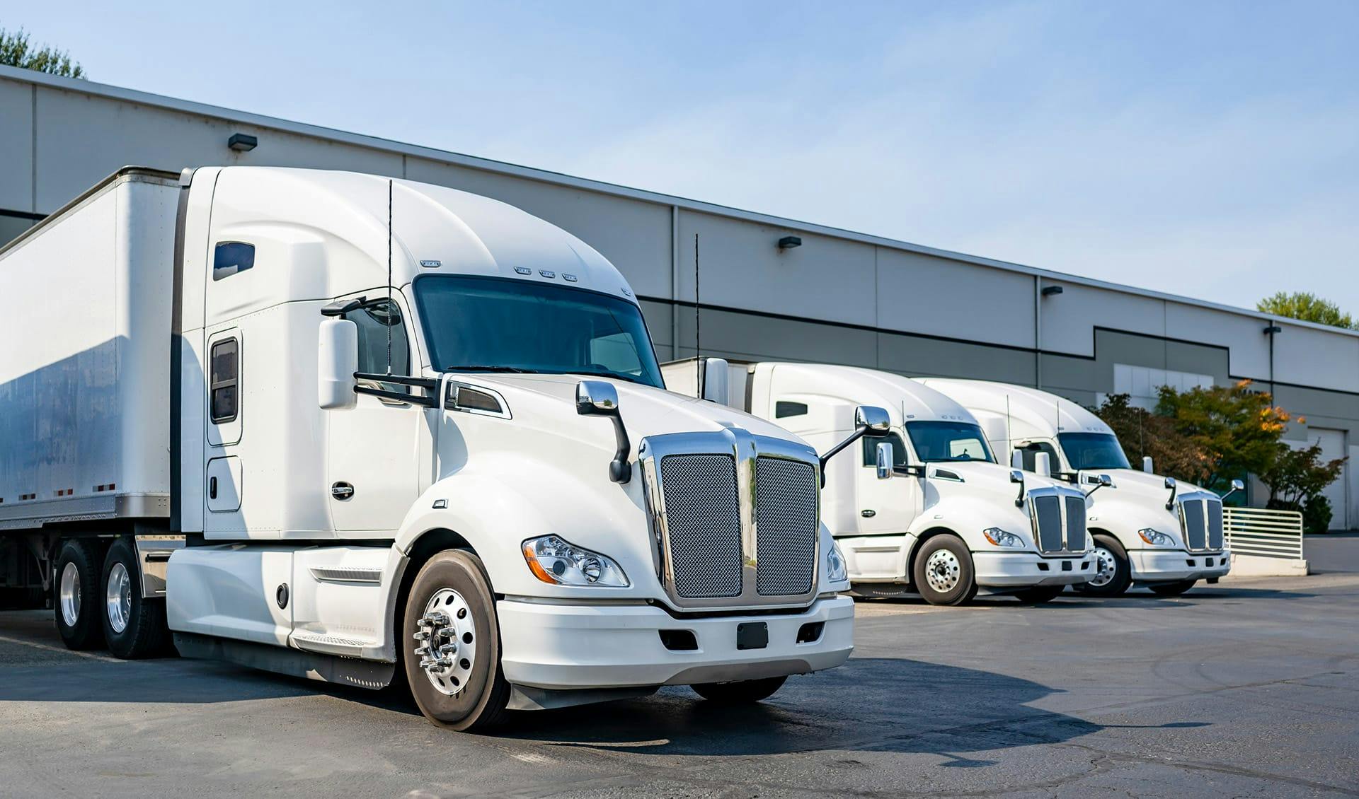 Trucks at a shipping facility