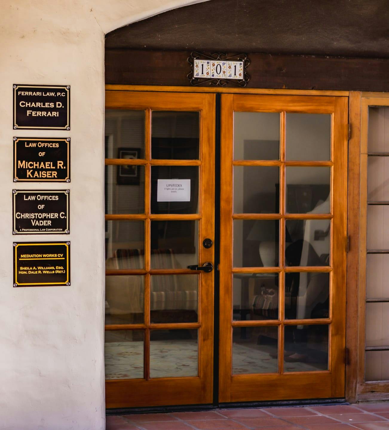 Wooden doors to Vader Law