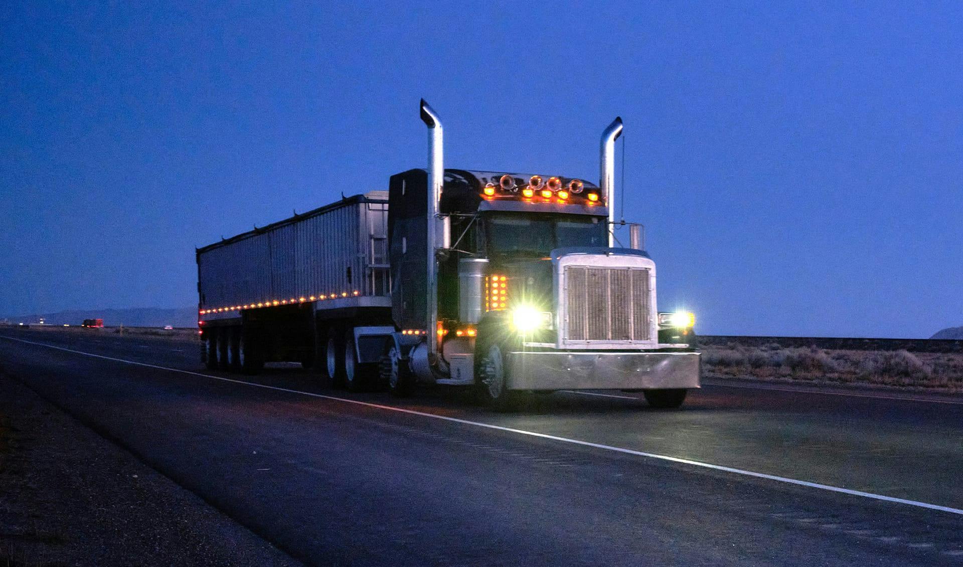 Truck driving on the highway.