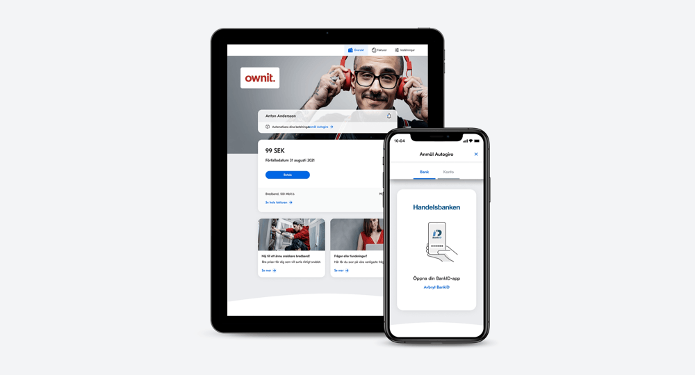 Ownit's Version of Billogram on a tablet and a phone