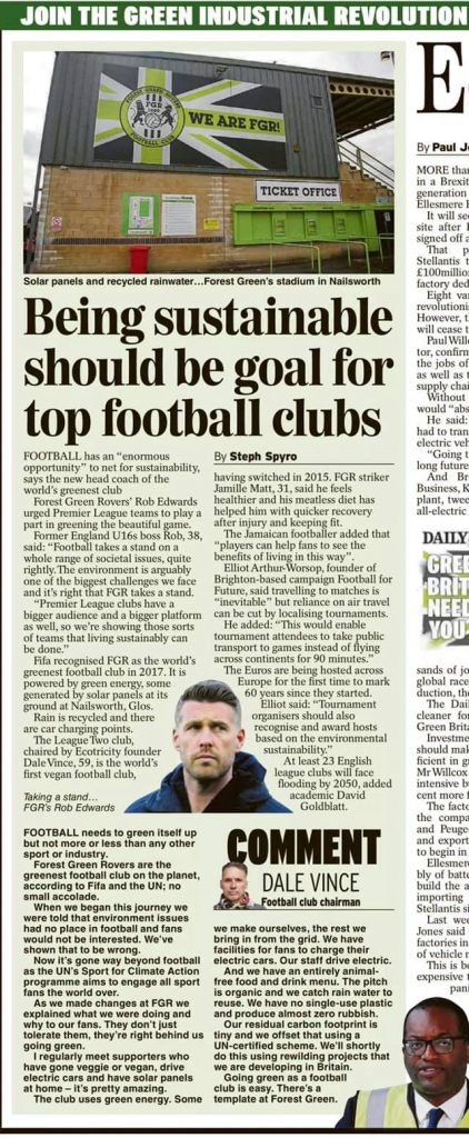 Being sustainable should be goal for top football clubs