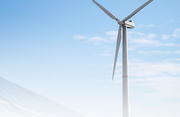 Windmill and solar panels