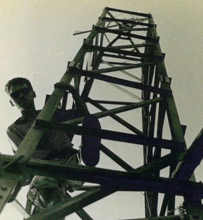 Dale on a windphone tower